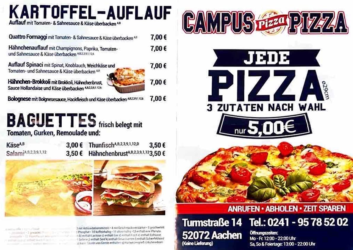 Flyer Vorderseite Campus Pizza