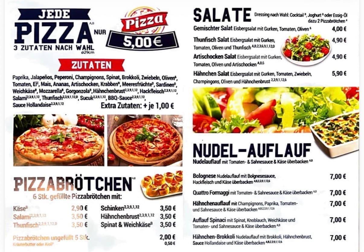 Flyer Rückseite Campus Pizza